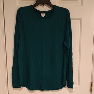 J. Crew Teal Crewneck Long Sleeve Tee
